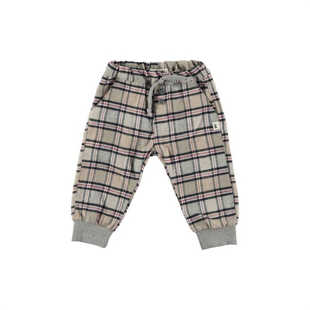 NEW PETIT INDI tartan plaid pants in beige